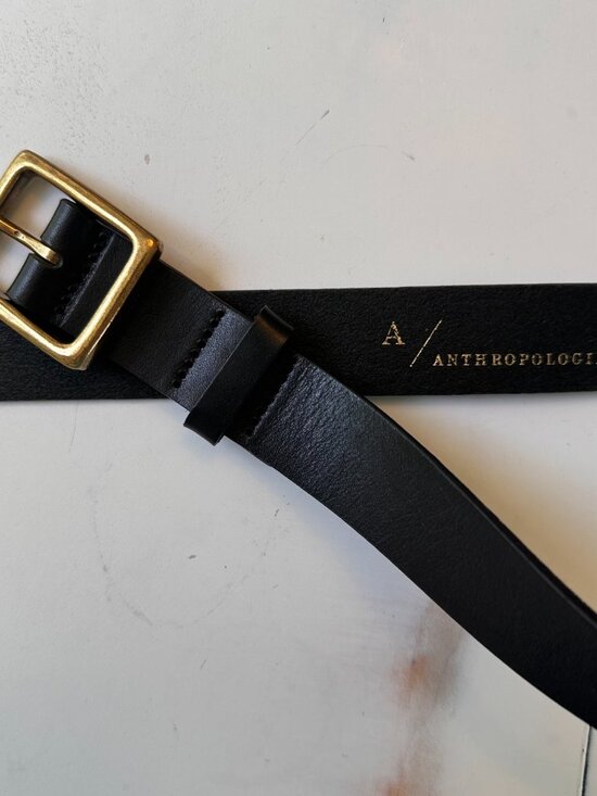 Anthropologie Black Leather and Gold/Brass Belt - Size Large main image 6